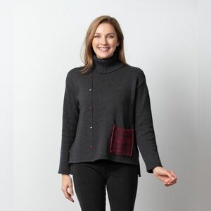Habitat Charcoal Cotton Turtleneck Sweater Small | Contrast Pocket | EUC